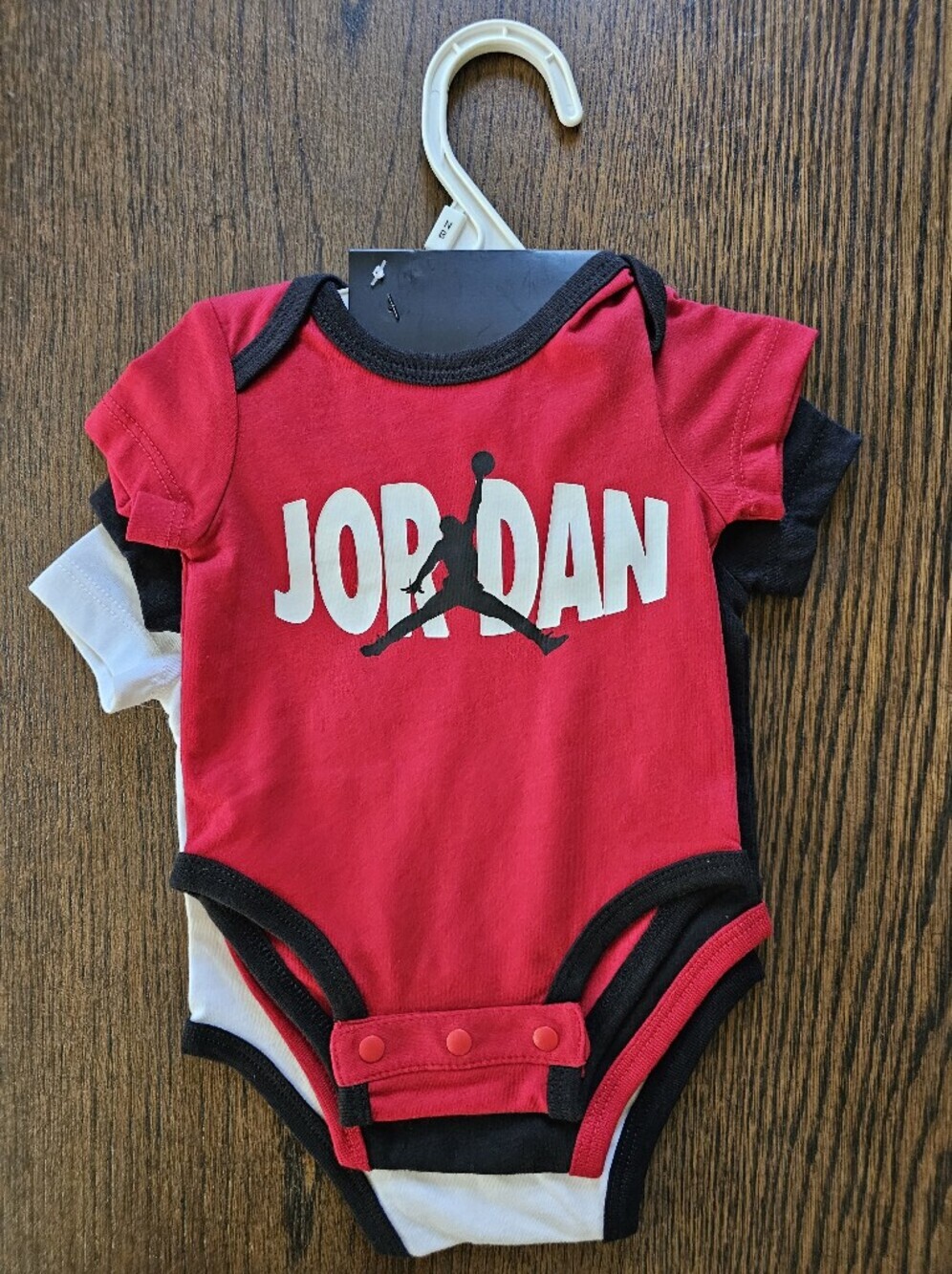 Jordan Pack Of 3 Red & Black & White Infant Bodysuits NEW Size Newborn